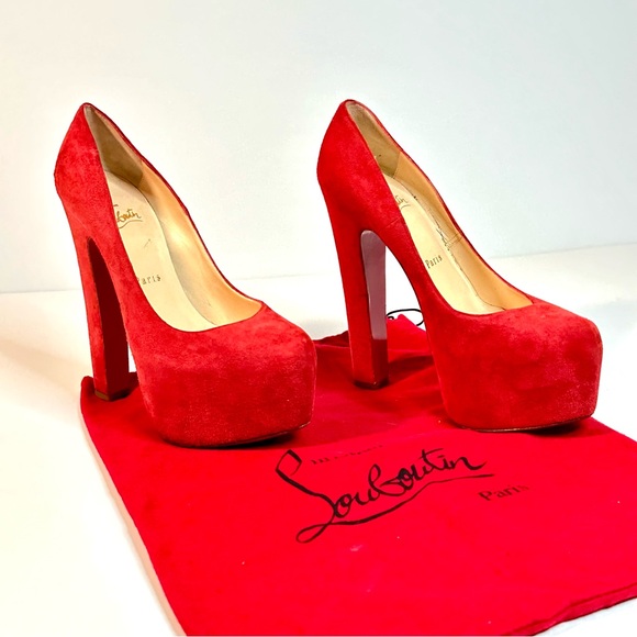Christian Louboutin Shoes - Christian Louboutin Red Suede Platform Pumps EU 36  U.S. 6